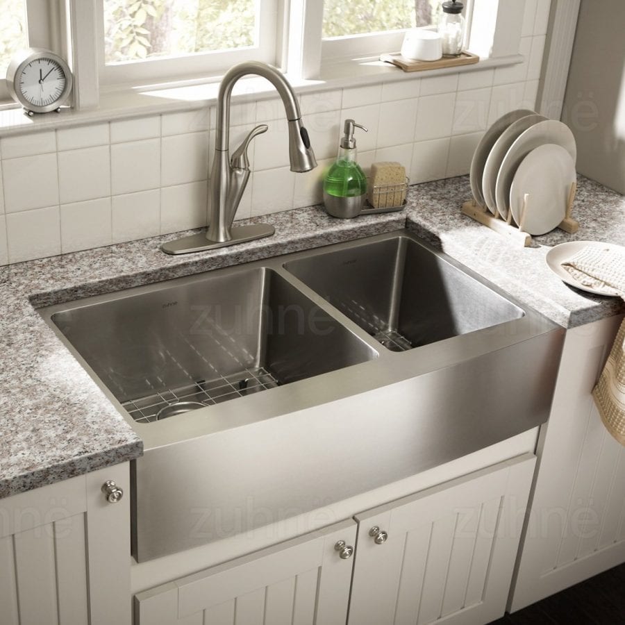 Zuhne 33 Inch Farmhouse Apron Front Double Stainless Steel Sink