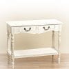 The French Country Style 2 Drawer Console Table Shabby Chic Distressed Finish Creamy Wood Brass Hardware Over 3 Ft Wide By Whole House Worlds 0 100x100