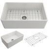 Classico Farmhouse Apron Front Fireclay 30 In Single Bowl Kitchen Sink With Protective Bottom Grid And Strainer In White 0 100x100
