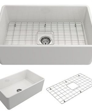 Classico Farmhouse Apron Front Fireclay 30 In Single Bowl Kitchen Sink With Protective Bottom Grid And Strainer In White 0 300x360