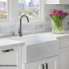 Luxury 30 Inch Pure Fireclay Modern Farmhouse Kitchen Sink In White Single Bowl With Flat Front Includes Stainless Steel Drain FSW1001 By Fossil Blu 0 100x100