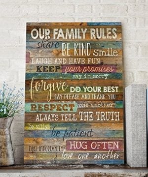 Marla Rae 12 Inch By 18 Inch Country Wood Our Family Rules Wall Art Sign Decor Brown 0 1 300x360