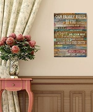 Marla Rae 12 Inch By 18 Inch Country Wood Our Family Rules Wall Art Sign Decor Brown 0 3 300x360