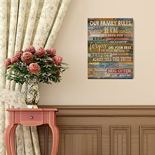 Marla Rae 12 Inch By 18 Inch Country Wood Our Family Rules Wall Art Sign Decor Brown 0 3