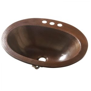 sinkology seville drop bath sink 4 in-faucet holes and overflow aged copper
