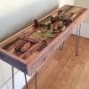 small reclaimed wood steel legs farmhouse console table