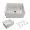 Classico Farmhouse Apron Front Fireclay 24 In Single Bowl Kitchen Sink With Protective Bottom Grid And Strainer In White 0 100x100
