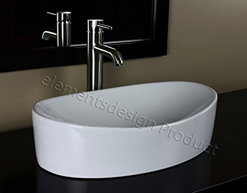 Bathroom Ceramic Vessel Sink 7756CL3 With Brushed Nickel Faucet Drain 0
