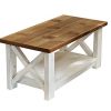 Farmhouse Coffee Table With White Base X Made From Reclaimed Wood 0 100x100