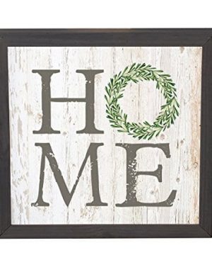 Home Laurel Wreath White Wash 11 X 11 Inch Solid Pine Wood Farmhouse Frame Wall Plaque 0 300x360