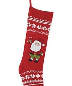 Nordic Knit Snowflake Santa Claus Applique 24 Inch Christmas Stocking Decoration 0 300x360
