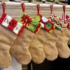 Personalized Christmas Stocking Natural Burlap With Red Lime White Green Patterns 18 Styles 0 100x100