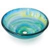 Tempered Glass Vessel Bathroom Vanity Sink Round Bowl Glazed Multi Color Yellow Blue Green 0 100x100