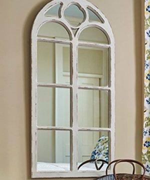 Shabby Chic Distressed White Wood Window Mirror With Arched Top 4725 High 0 300x360