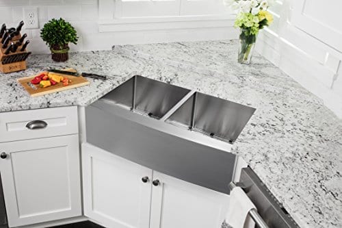 0505AP 5050 33x20x10 Farmhouse Apron Front 16 Gauge Double Bowl Stainless Steel Sink INCLUDES Grid Set And Strainers 0 3
