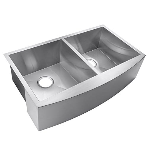 AKDY 33 X 20 X 9 Undermount Apron Double Bowls Basin 18 Gauge Handmade Stainless Steel Farmhouse Kitchen Sink 0 2