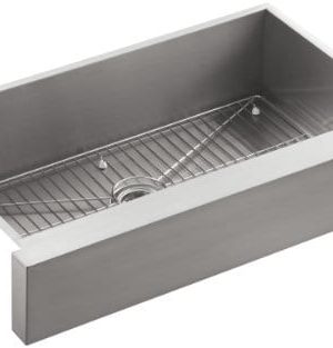 KOHLER K 3943 NA Vault Undercounter Single Basin Stainless Steel Sink With Shortened Apron Front For 36 Inch Cabinet 0 300x313