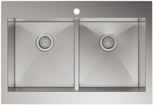 Kohler K 3944 1 NA Single Hole Stainless Steel Sink With Shortened Apron Front For 36 Inch Cabinet Vault Top Mount Double Basin Stainless Steel 0 0
