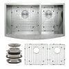 Perfetto Kitchen And Bath 33 X 20 X 9 Apron Undermount 6040 Double Bowl 18 Gauge Stainless Steel Kitchen Sink With Drain And Dish Grid 0 100x100