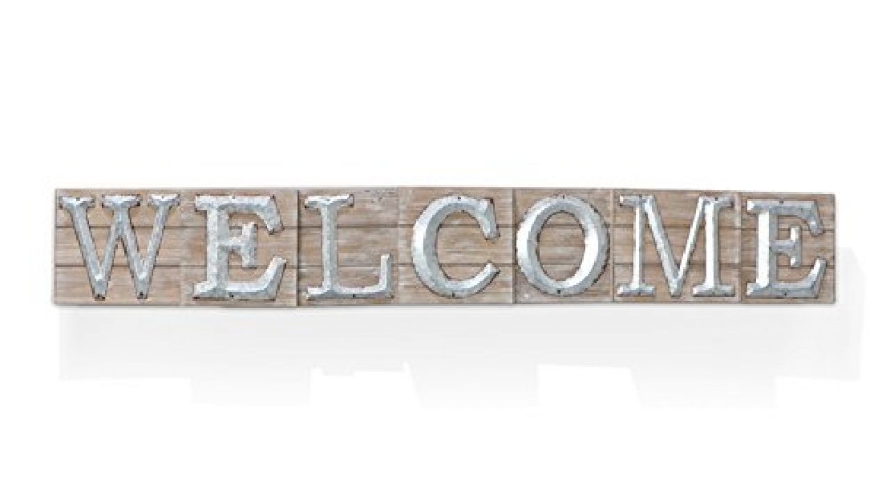 Barnyard Designs Large Vintage Wooden Welcome Sign With Galvanized Metal Lettering Primitive Country Home Decor Built Farmhouse Goals