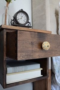 Floating Nightstand - Dark Walnut Bedside Table - Wooden Nightstand ...