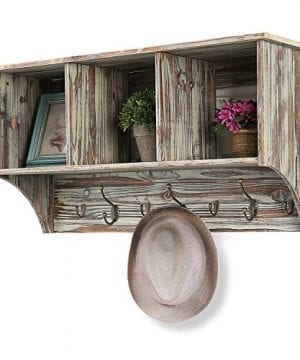 Mygift 3 Compartment Rustic Wall Mounted Wood Entryway Shelf
