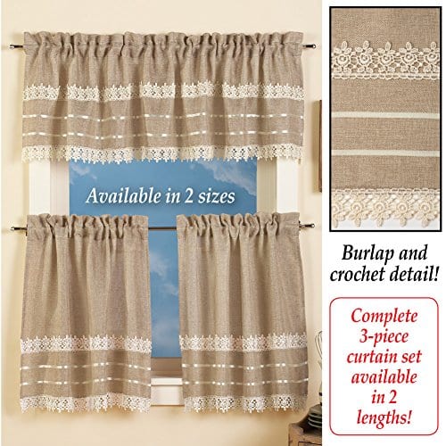 Hand Crochet Lace Kitchen Cafe Window, Cafe Window Curtains