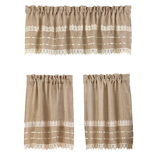 Crochet Lace Kitchen Cafe Tier, Shower Curtain And Window Valance Set