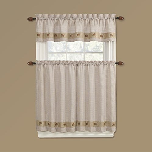 Gpd Embroidered Mini Plaid Valance, Kitchen Curtains At Sears