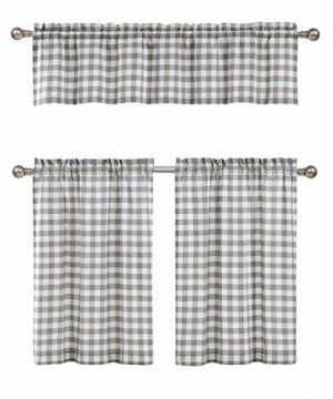 GoodGram 3 Pc Plaid Country Chic Cotton Blend Kitchen Curtain Tier Valance Set Assorted Colors 0 300x360