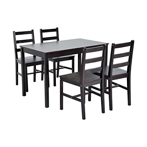 Homcom 5 Piece Solid Pine Wood Table And Chairs Dining Set Homcom 5 Piece Solid Pine Wood Table And Chairs Dining Set