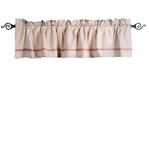 Home Collections By Raghu 72x155 Stripe Barn Red Valance Grain Sack 0