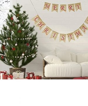 Partyprops Natural Jute Burlap Merry Christmas Garlands Banner For