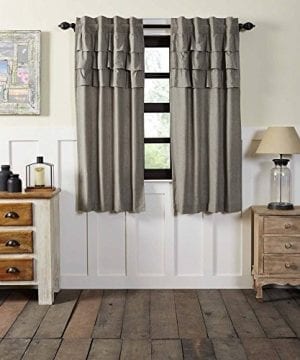 Ruffled Chambray Grey Curtains 0 300x360