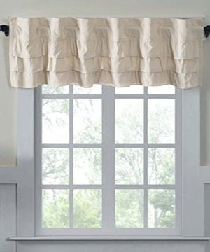 Ruffled Chambray Natural Lined Valance Tiers Farmhouse Style 0 300x360