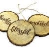 SAM OLLIE Furnishings Rustic Christmas Ornaments With ThankfulGrateful Blessed Set Of 3 4 Inch Round Wooden Farmhouse Decor Country Style Holiday Decorations 0 100x100