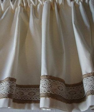 Valance Ivory Off White With Burlap Lace Trim Custom Made Topper