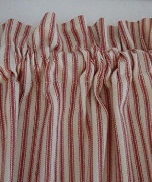 Valance Red And Cream Ticking Cotton 42 W X 14 L Window Treatment Curtain 0 1 300x360