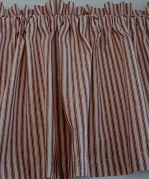 Valance Red And Cream Ticking Cotton 42 W X 14 L Window Treatment Curtain 0 2 300x360