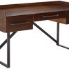 Ashley Furniture Signature Design Starmore Home Office Desk 3 Drawers W Dovetail Construction Dark Bronze Tubular Metal Contemporary Dark Brown Rustic Finish 0 100x100