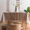 ColorBird Stitching Tassel Tablecloth Cotton Linen Dust Proof Table Cover For Kitchen Dinning Tabletop Decoration 0 100x100