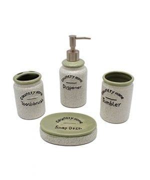 Country Home Farmhouse Decor 4 Piece Ceramic Bathroom Accessories