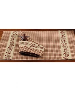 Farmhouse Berry Country Plaid 13 X 19 Cotton Embroidered Appliqued Placemats Set Of 4 0 300x360