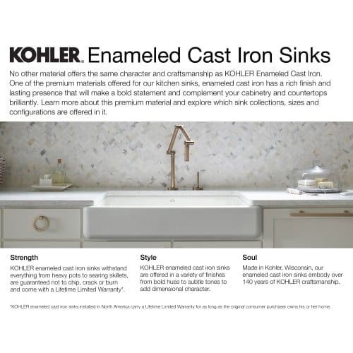 Kohler Dickinson Apron Front 33 Inch By 22 1 8 Inch Tile In Single Bowl Kitchen Sink