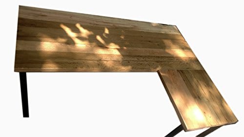 L Shaped Desk Reclaimed Wood With Metal Base Farmhouse Goals