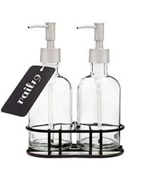 Rail19 Glass Soap Dispenser Set With Metal Soap Pump And Metal Stand 0 300x360