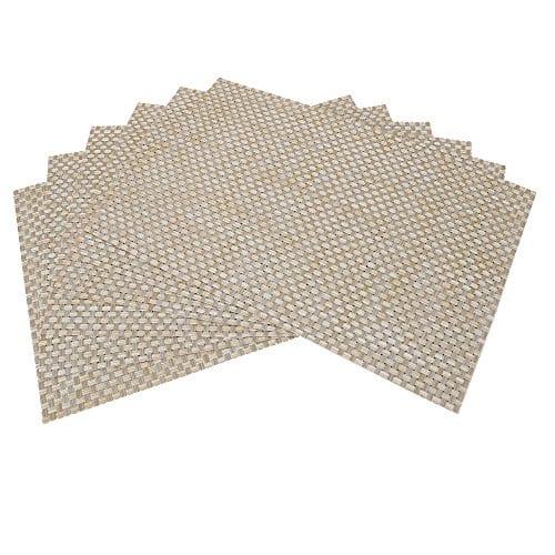 6pcs Brown Vinyl PVC Placemat Dining Table Weave Woven Rectangle Mat 
