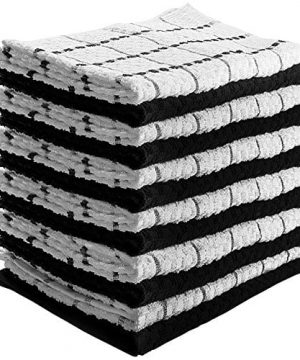 Utopia Towels Kitchen Towels 12 Pack 15 X 25 Inch Cotton Machine Washable Extra Soft Set Of 12 Black White Dobby Weave Dish Towels Tea Towels Bar Towels 0 300x360