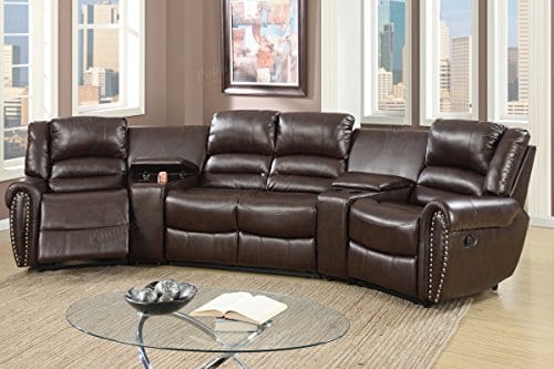 Brown Bonded Leather Reclining Sofa Set, Leather Reclining Sofa Sectional
