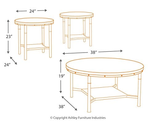 Signature Design By Ashley Sandlingr Round Table Set Includes Table 2 End Tables Rustic Brown Farmhouse Goals